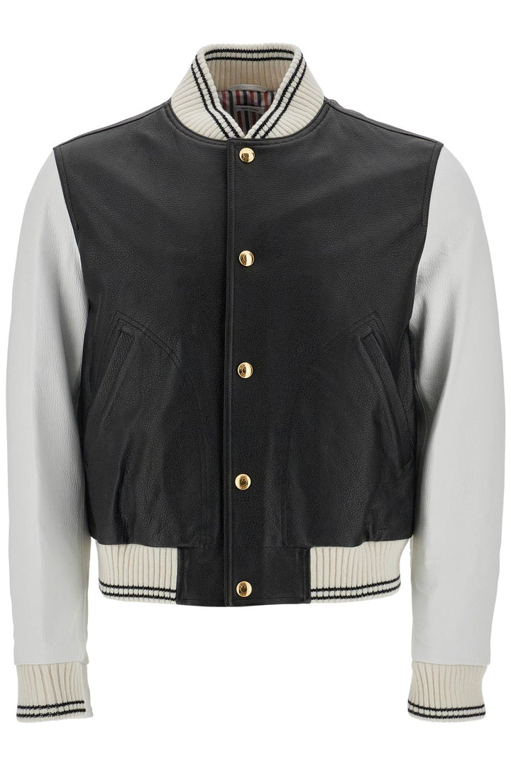 Leather Varsity Bomber Jacket