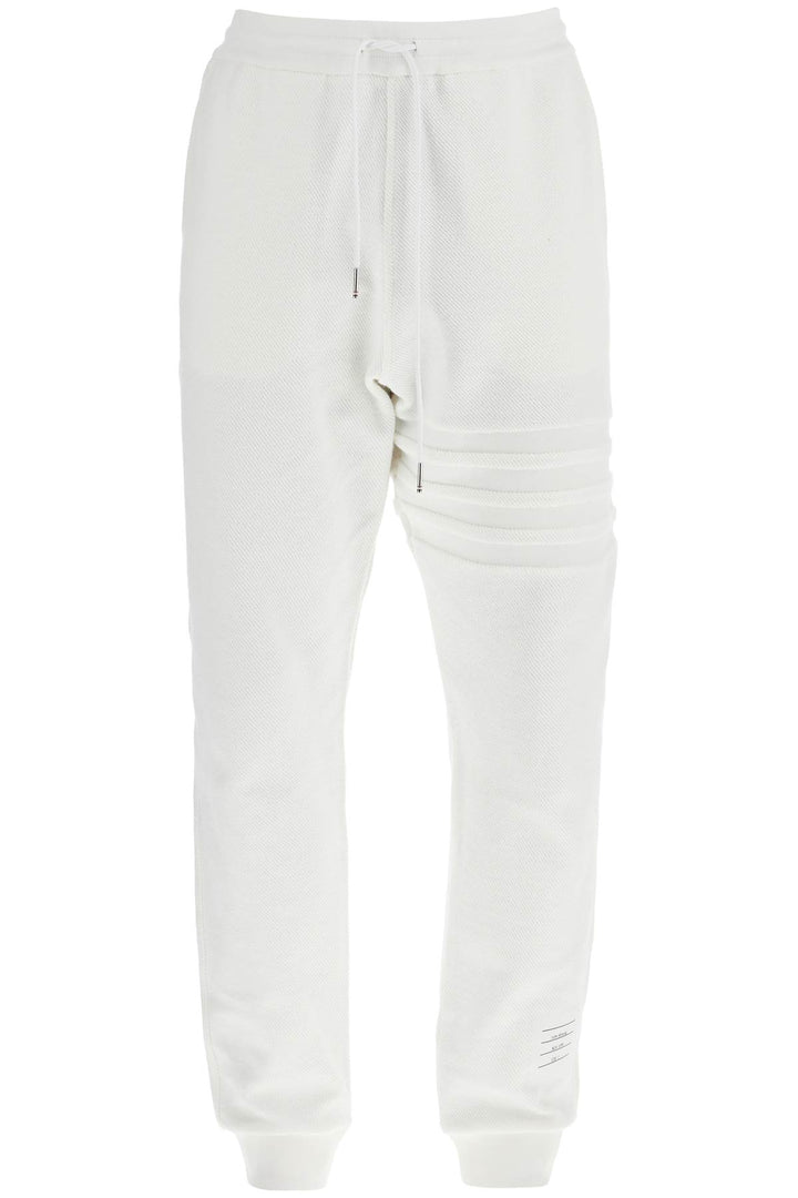 White Cotton Sweatpants With 4 Stripes