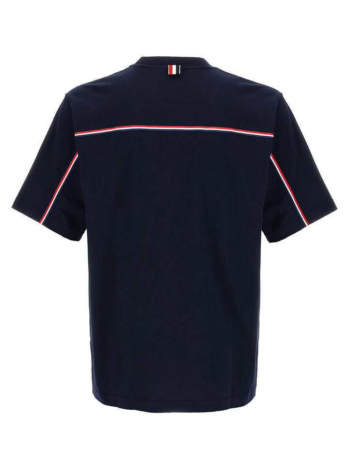 Thom Browne Rwb Knit Trim T-shirt - Blue | c7d937c20595b578092f3e3df675be5eadd6d615