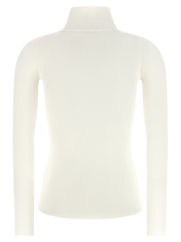 Elisabetta Franchi Turtleneck Embroidery À Jour Sweaters and Cardigans - White | 3db44df685da498174520b7f59c9987d0b795edf