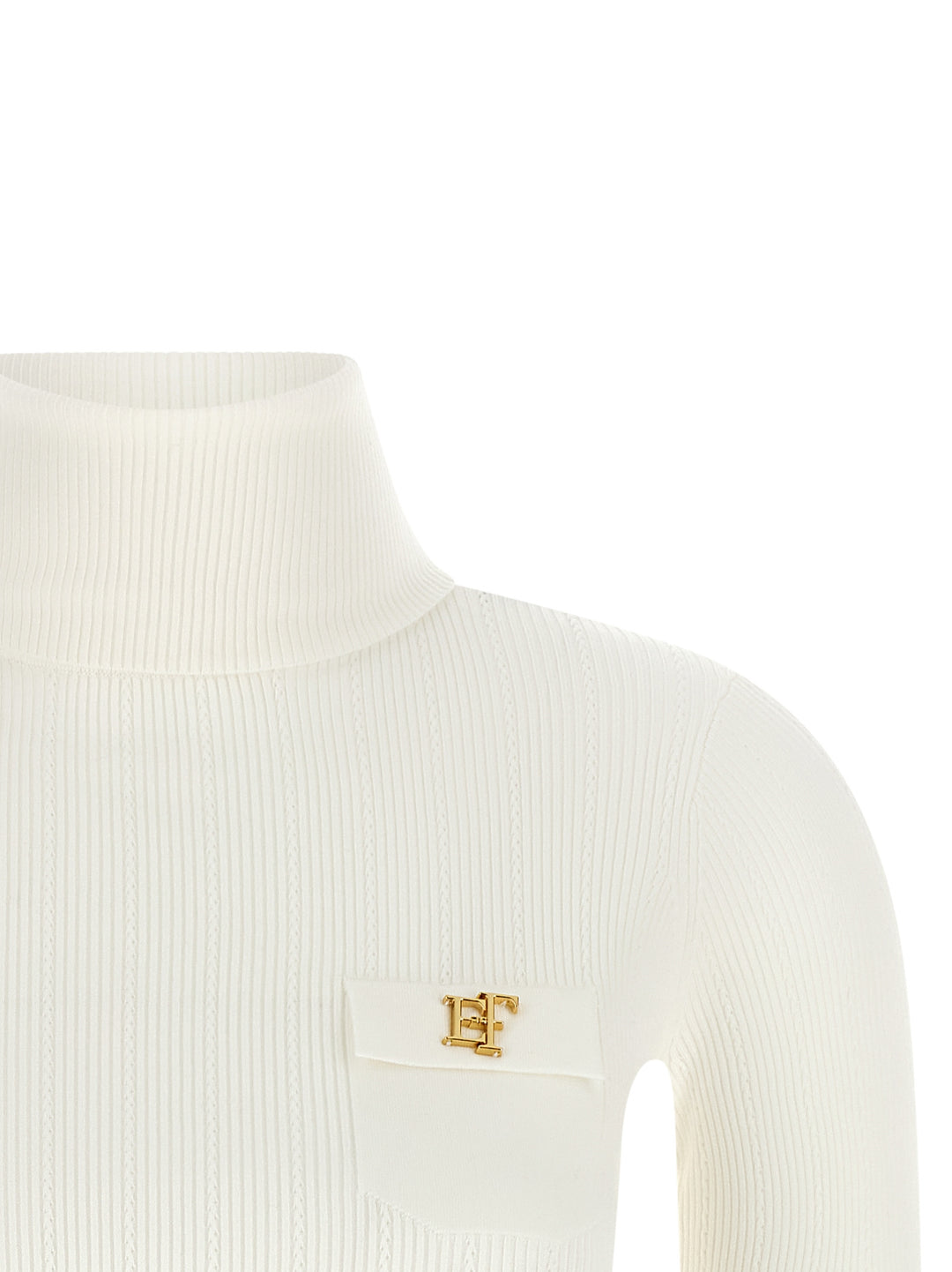 Elisabetta Franchi Turtleneck Embroidery À Jour Sweaters and Cardigans - White | 02cd804d94641c8e3d90b7f994fee8c128744786