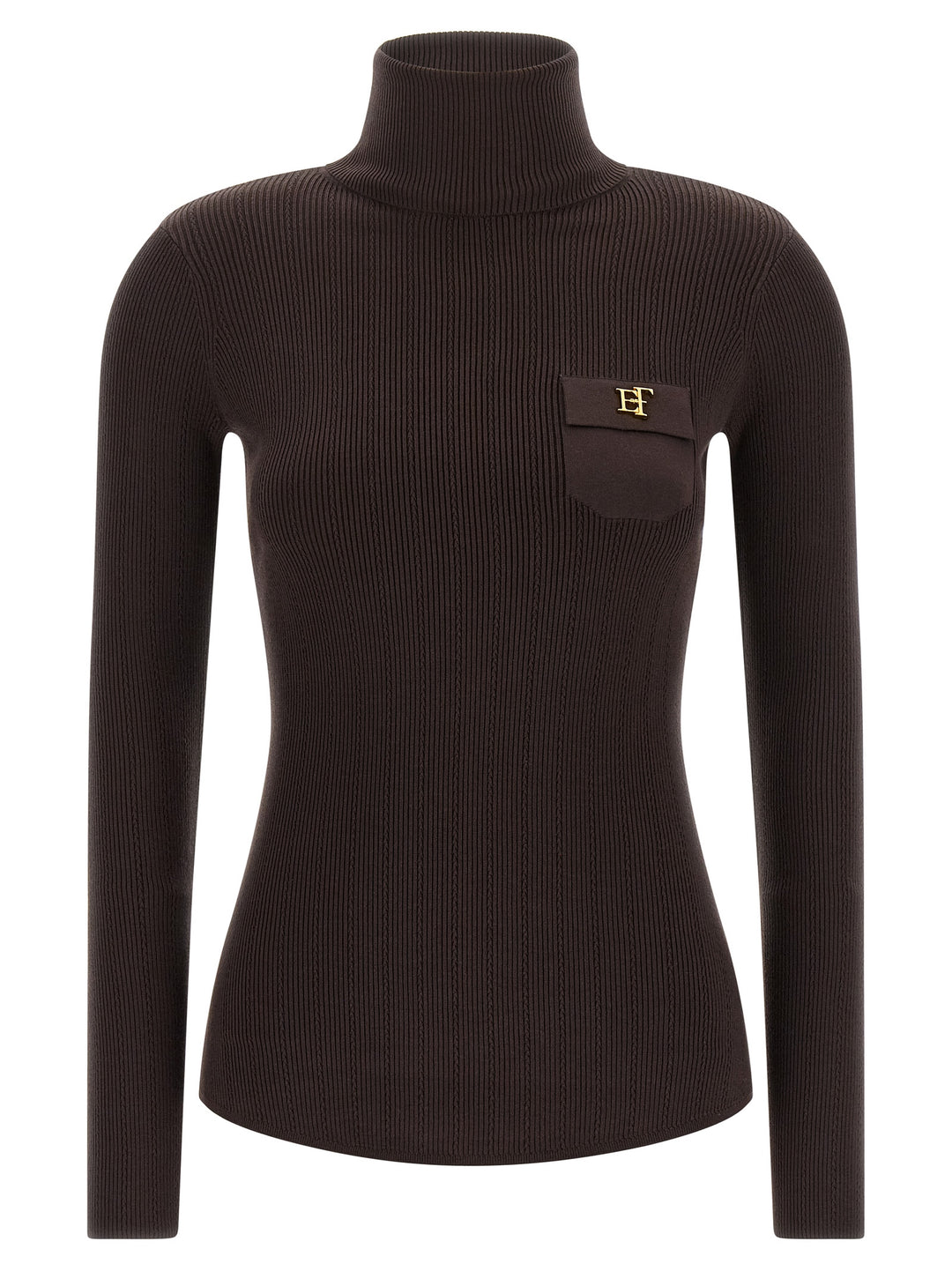 Elisabetta Franchi Tricot Turtleneck Sweaters and Cardigans - Brown | 3f2ead582322272ded07be14acc6c3be6eb3df7a