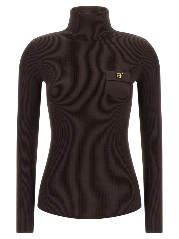 Tricot Turtleneck Sweaters And Cardigans Brown