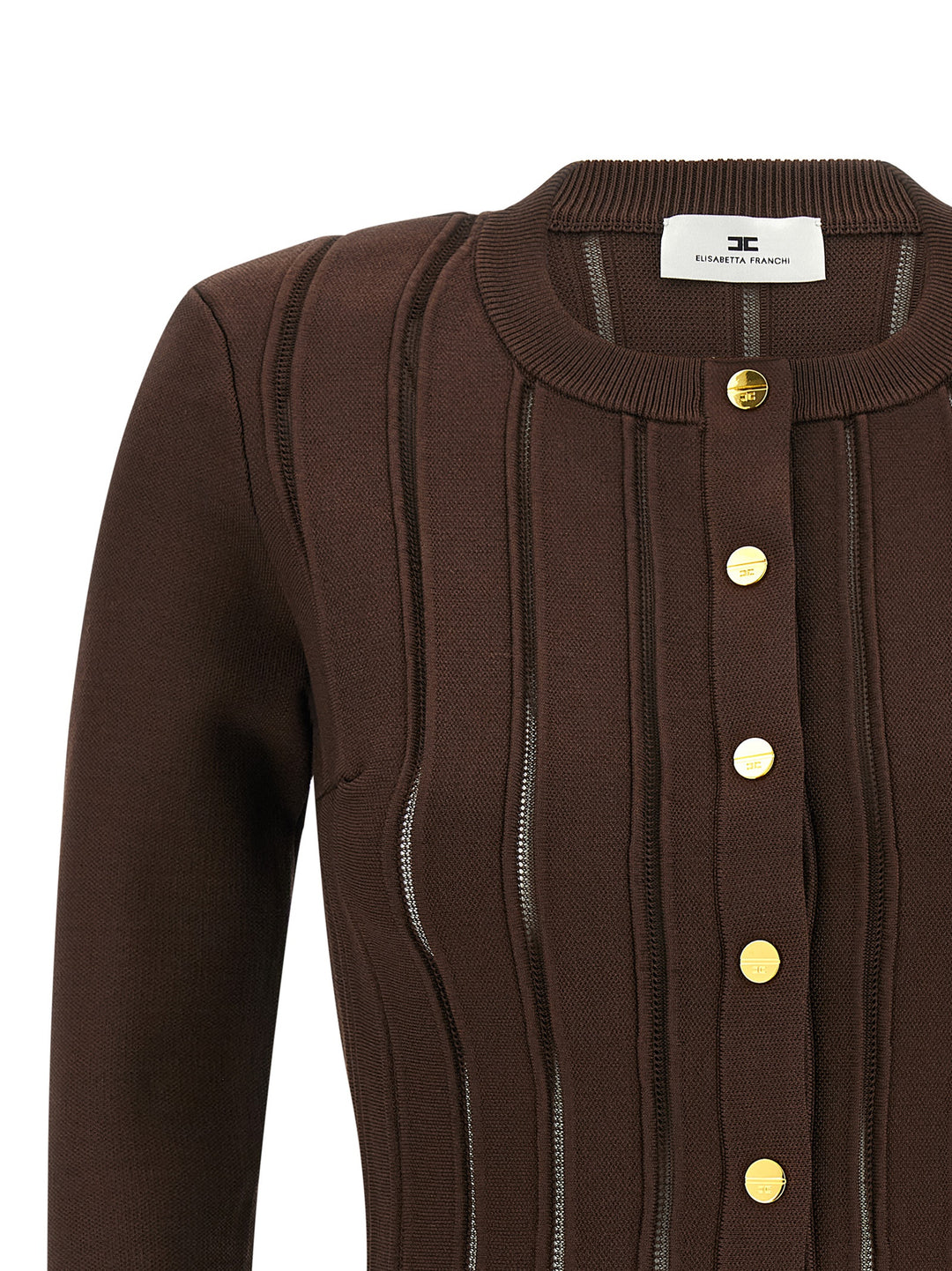 Elisabetta Franchi Cardigan Trama À Jour Sweaters and Cardigans - Brown | 305ee73da24edadcfe59526e54ed9464acc6f2ec