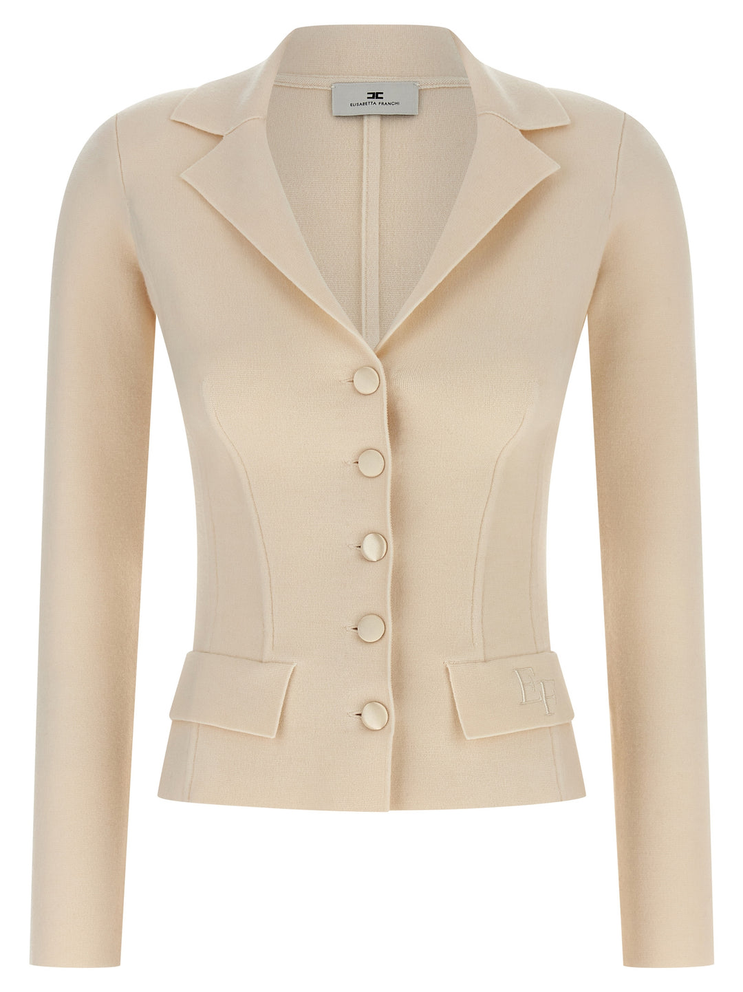 Elisabetta Franchi Fabric-Stitch Wool Blazer BlazerS - White | 5e17165152fd5a4b74ae0d6eca2dcb205331fade