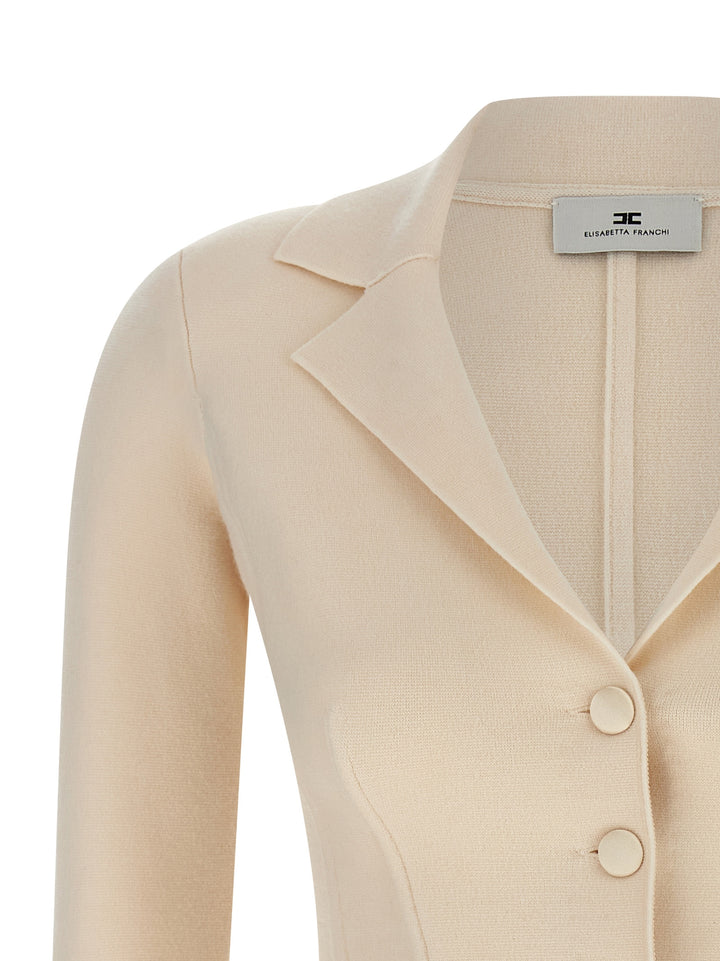 Elisabetta Franchi Fabric-Stitch Wool Blazer BlazerS - White | 5671f3e8907808b9768c4c3fc79e2b42aa97a8e9