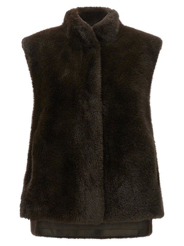 Faux Fur Vest Brown