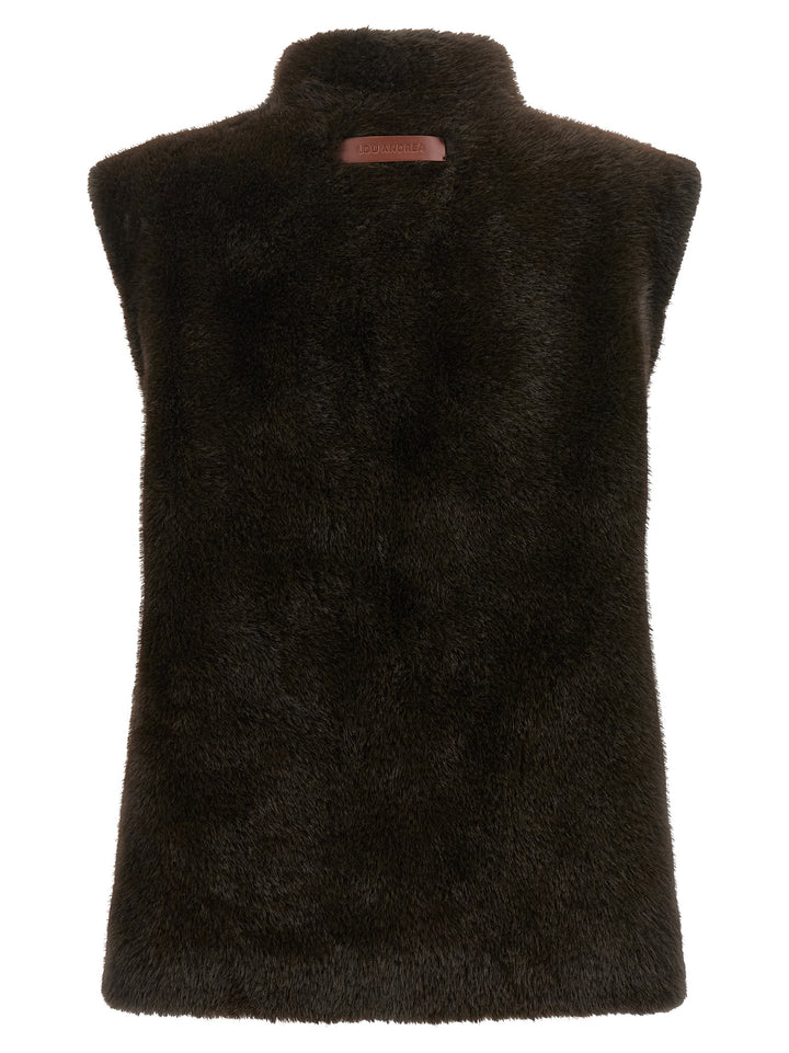 Lou Andrea Faux Fur Vest Gilet - Brown | 57d12367bfa0425bb9be04cd44462368181951d5