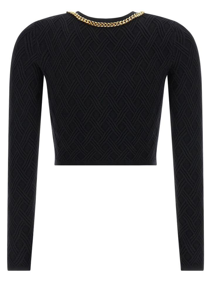 Elisabetta Franchi Jewel Zip Puller Cardigan Sweaters and Cardigans - Black | 182d6c3bfc2a565664c14a58820aee3b42306772