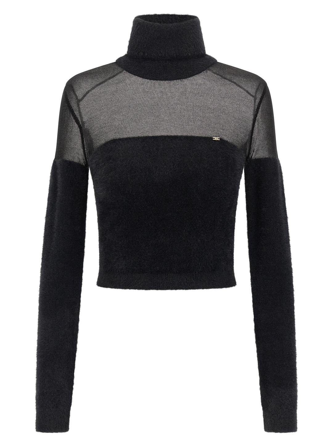 Elisabetta Franchi Brushed Insert Turtleneck Sweater Sweaters and Cardigans - Black | d20247208e471ef27d01b9843c0d4f493434b9cc
