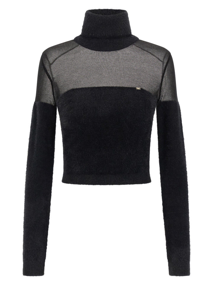 Elisabetta Franchi Brushed Insert Turtleneck Sweater Sweaters and Cardigans - Black | d20247208e471ef27d01b9843c0d4f493434b9cc