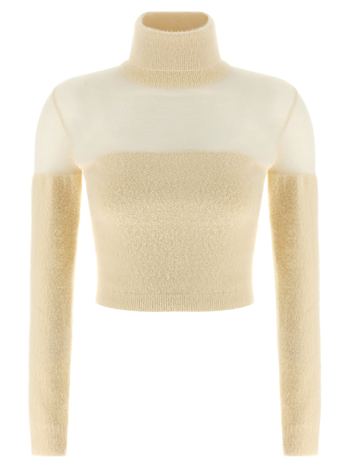 Elisabetta Franchi Brushed Insert Turtleneck Sweater Sweaters and Cardigans - White | 0662c4aa9a039a77fc8575e8e2686f01ef5c0546