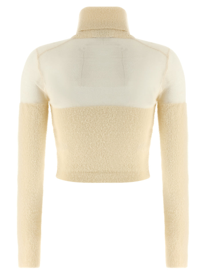 Elisabetta Franchi Brushed Insert Turtleneck Sweater Sweaters and Cardigans - White | aee211ad0627d8db8f9ae524c09816a49e194f42