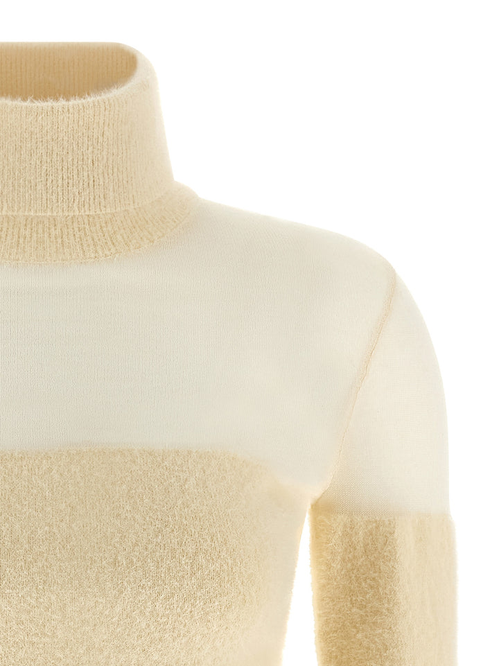 Elisabetta Franchi Brushed Insert Turtleneck Sweater Sweaters and Cardigans - White | 5cec7f63ee09ac3a7fbd3e4535df674a79a6778c