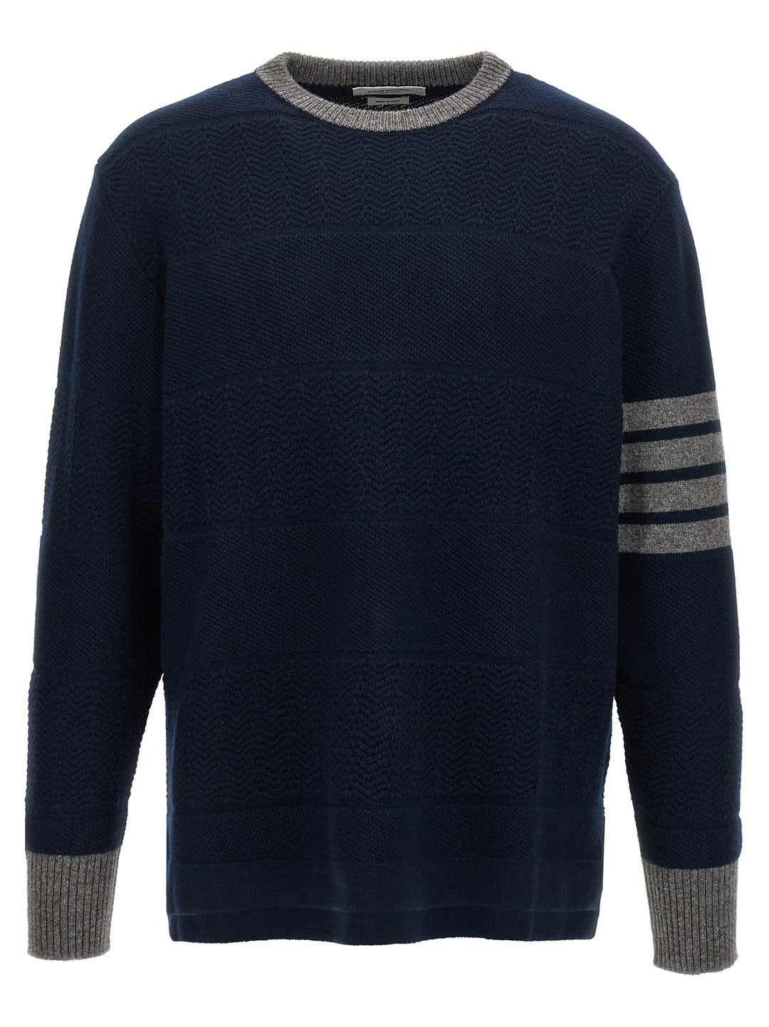 Textured Rugby Stripe Sweater, Cardigans Blue