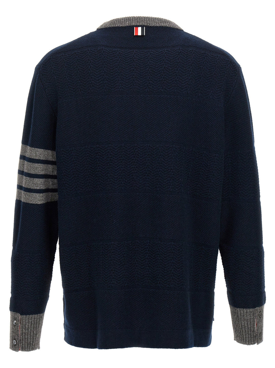 Textured Rugby Stripe Sweater, Cardigans Blue