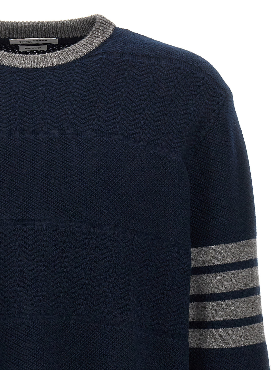 Textured Rugby Stripe Sweater, Cardigans Blue