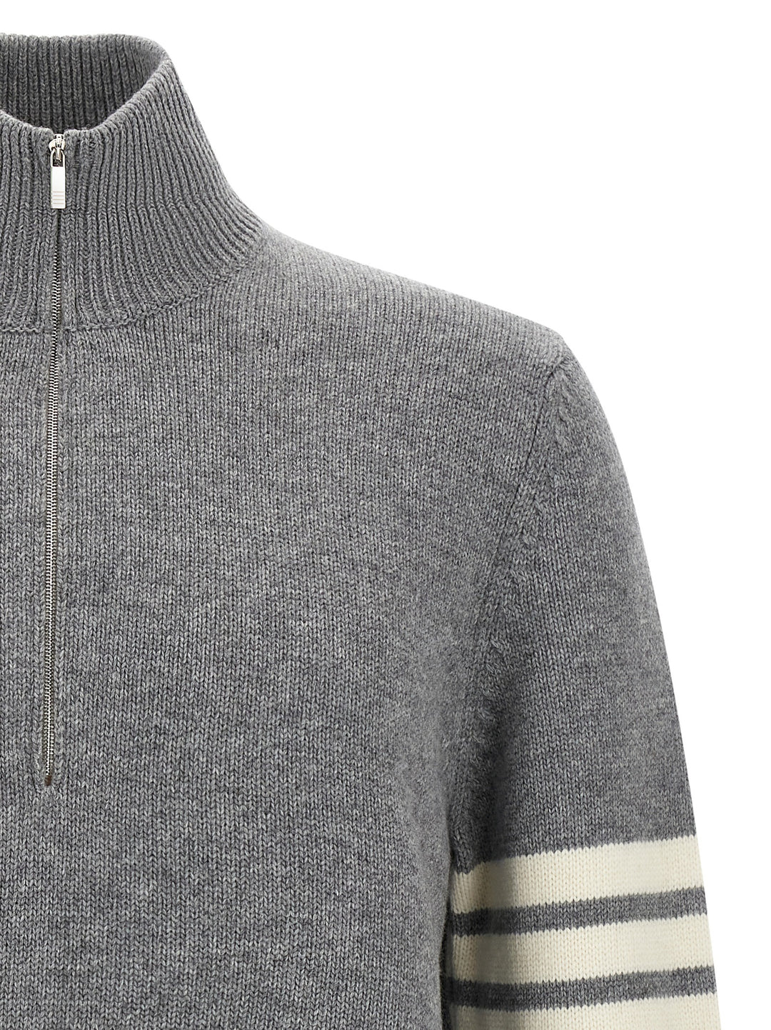 Thom Browne 4bar Half Zip Sweater Sweaters and Cardigans - Gray | b19077bf736b8d129576655779245e557223a4b9