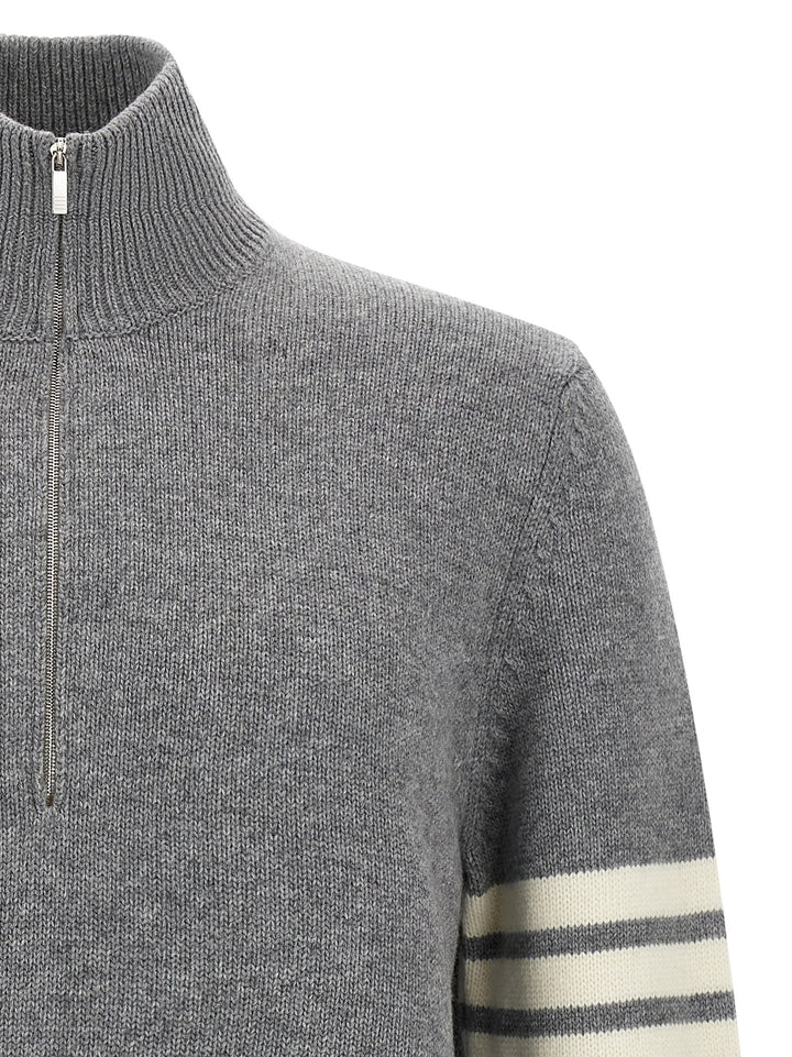 Thom Browne 4bar Half Zip Sweater Sweaters and Cardigans - Gray | b19077bf736b8d129576655779245e557223a4b9