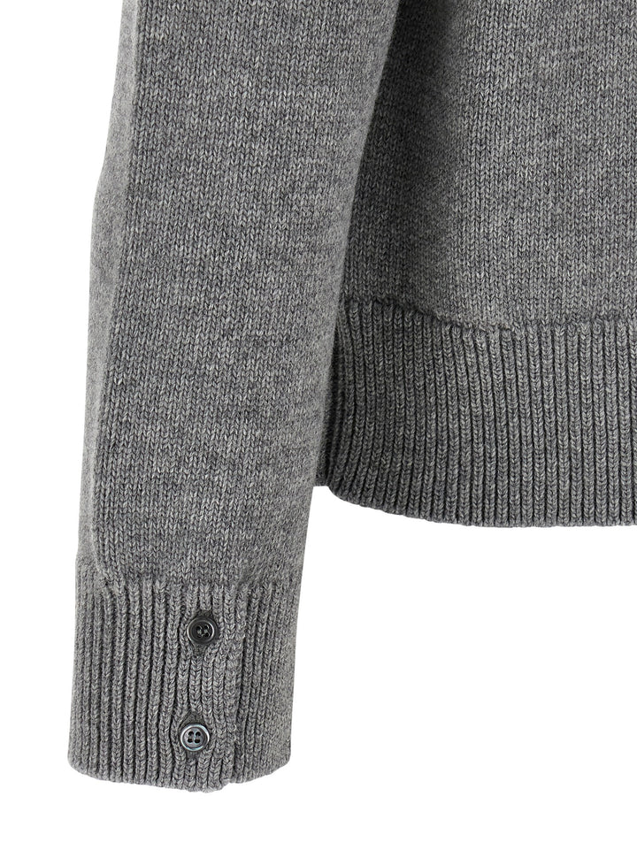 Thom Browne 4bar Half Zip Sweater Sweaters and Cardigans - Gray | b09948fbf078a5aca432db351dfcb91a6291d563