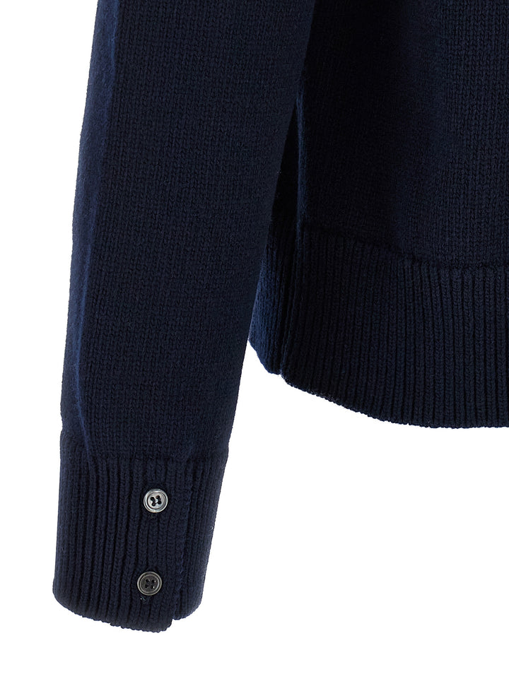Thom Browne 4bar Half Zip Sweater Sweaters and Cardigans - Blue | 6533357f2b76b5ca772025c1c629233bdab92a50