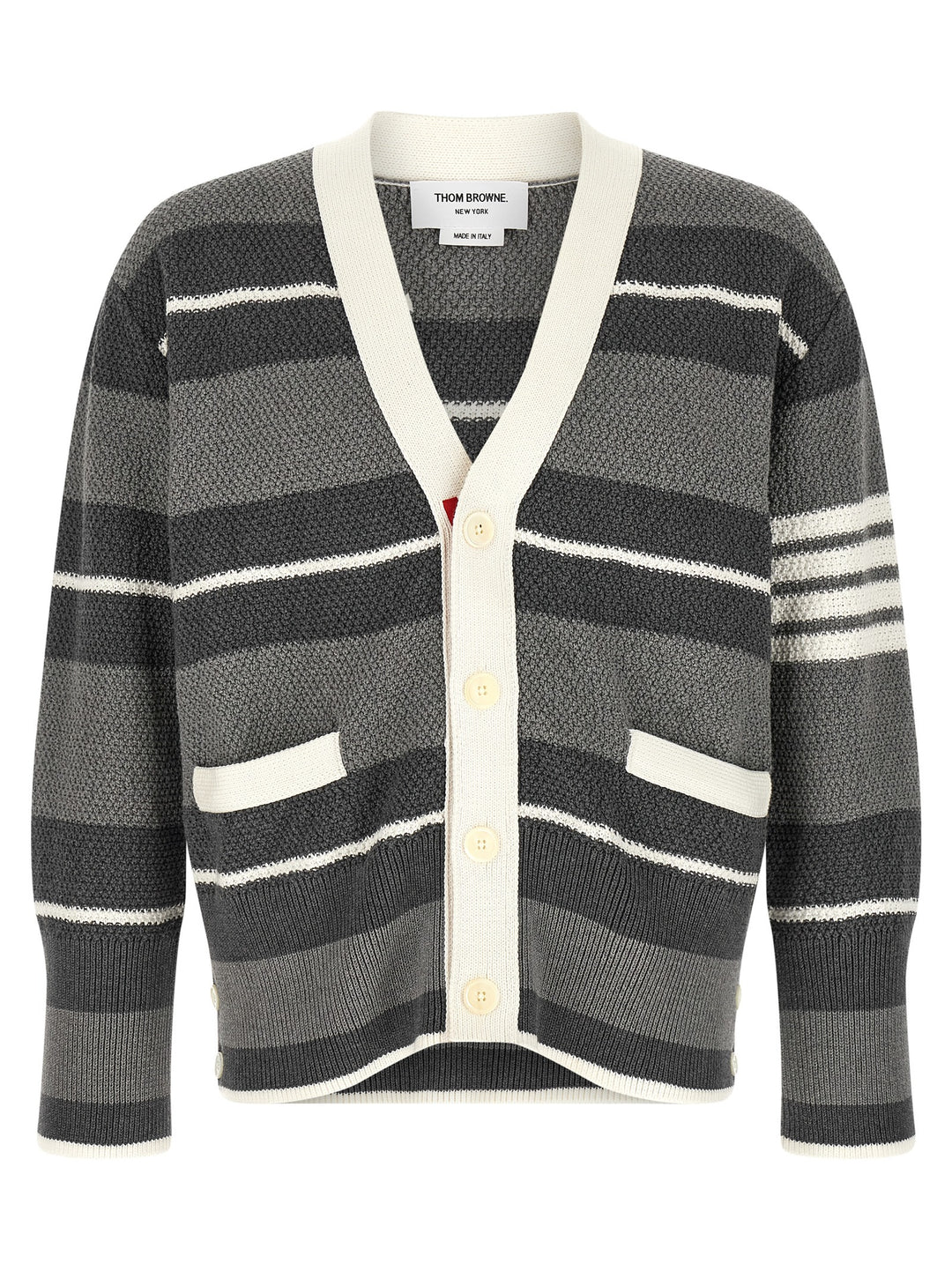 Thom Browne Striped Cardigan Sweaters and Cardigans - Gray | fbef0a7d8578e667c2eda08d30671031e3638028