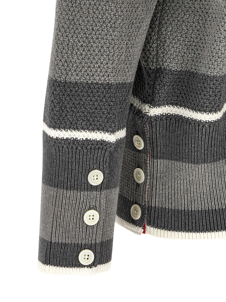 Thom Browne Striped Cardigan Sweaters and Cardigans - Gray | 9c8ce38d677443c603525cedf717dc412665d9f4