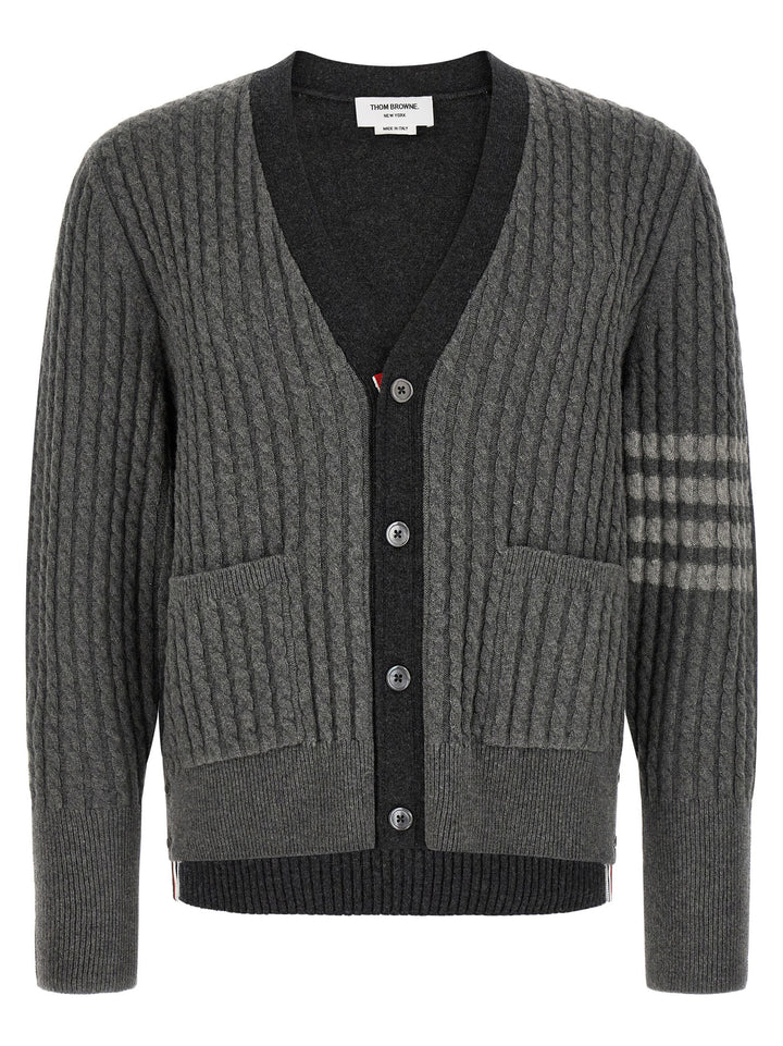 Thom Browne 2-In-1 Trompe L'œil Cardigan Sweaters and Cardigans - Gray | 04af5d313972bd8a42186ccc2660dd9556570762
