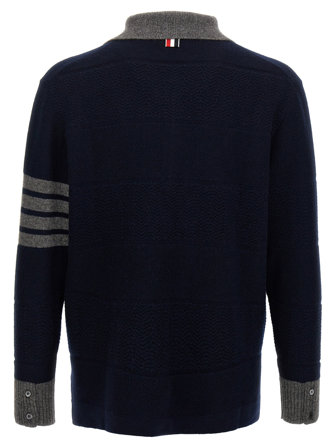 Textured Rugby Stripe Sweater, Cardigans Blue