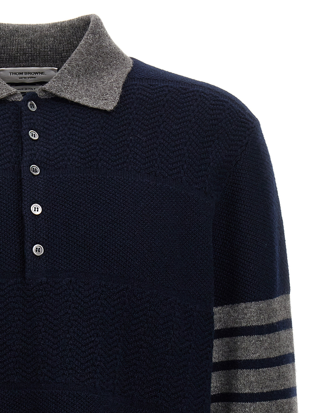 Textured Rugby Stripe Sweater, Cardigans Blue