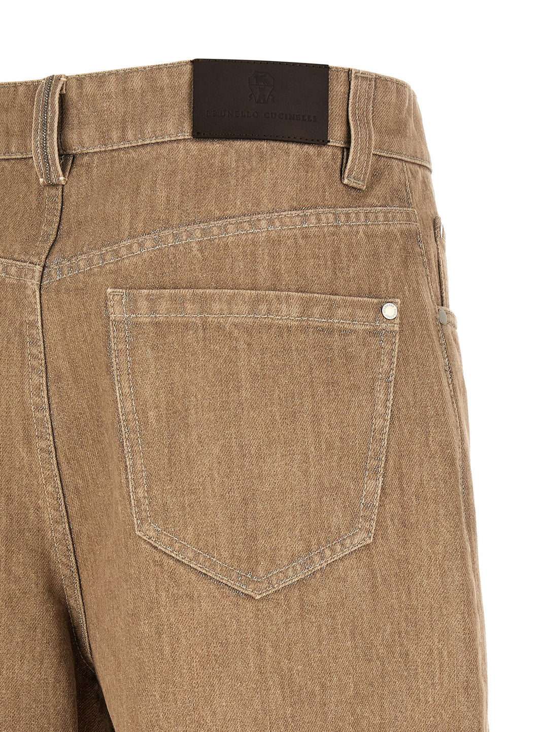 Brunello Cucinelli Lamé Denim Bermuda Shorts Bermuda and Short - Beige | f878d70a6d5c8b6eb2d7d72e18efc885608cb4c1