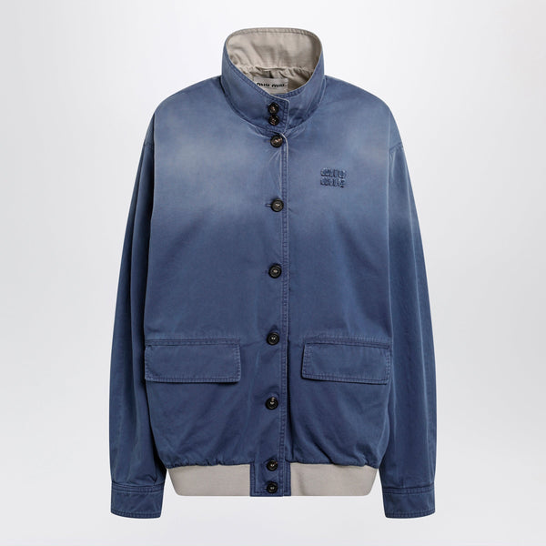 Blue/Lime Old-Washed Twill Blouson