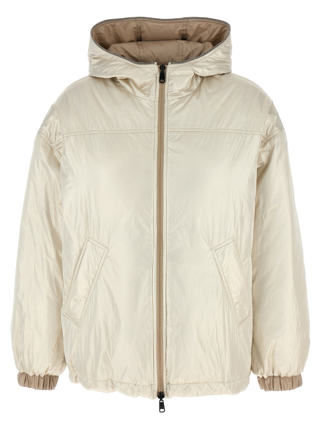 Laminated Reversible Down Jacket Casual Jackets, Parka Beige