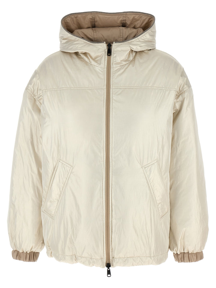 Laminated Reversible Down Jacket Casual Jackets, Parka Beige