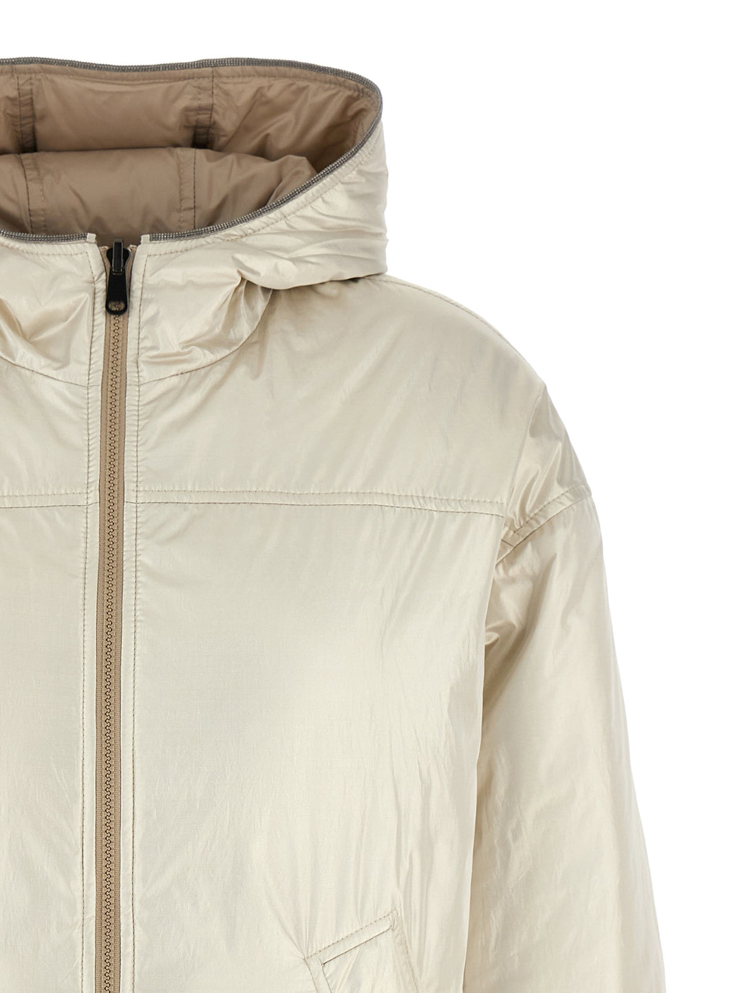 Laminated Reversible Down Jacket Casual Jackets, Parka Beige