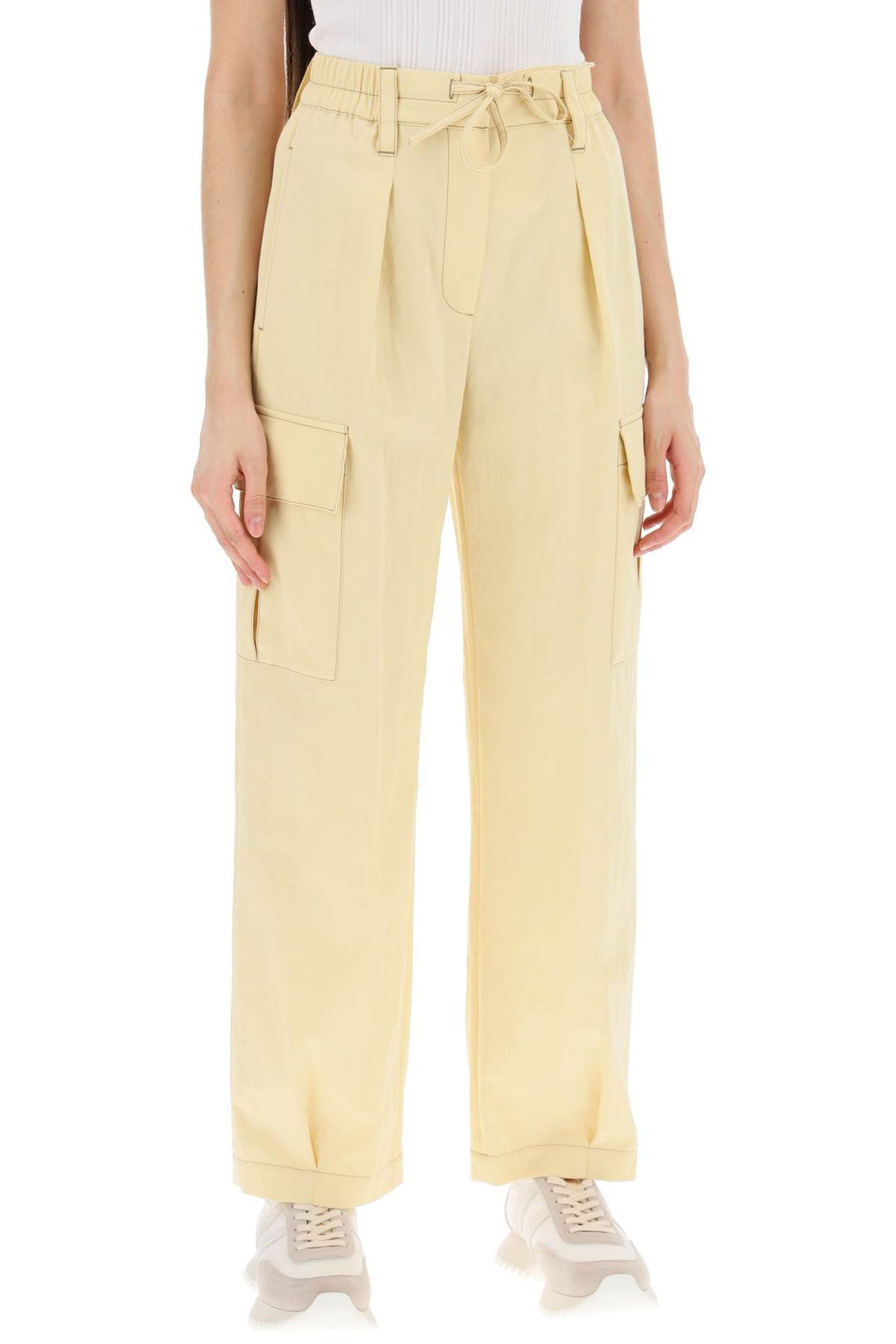 Pantaloni Utility In Gabardina Wrinkled