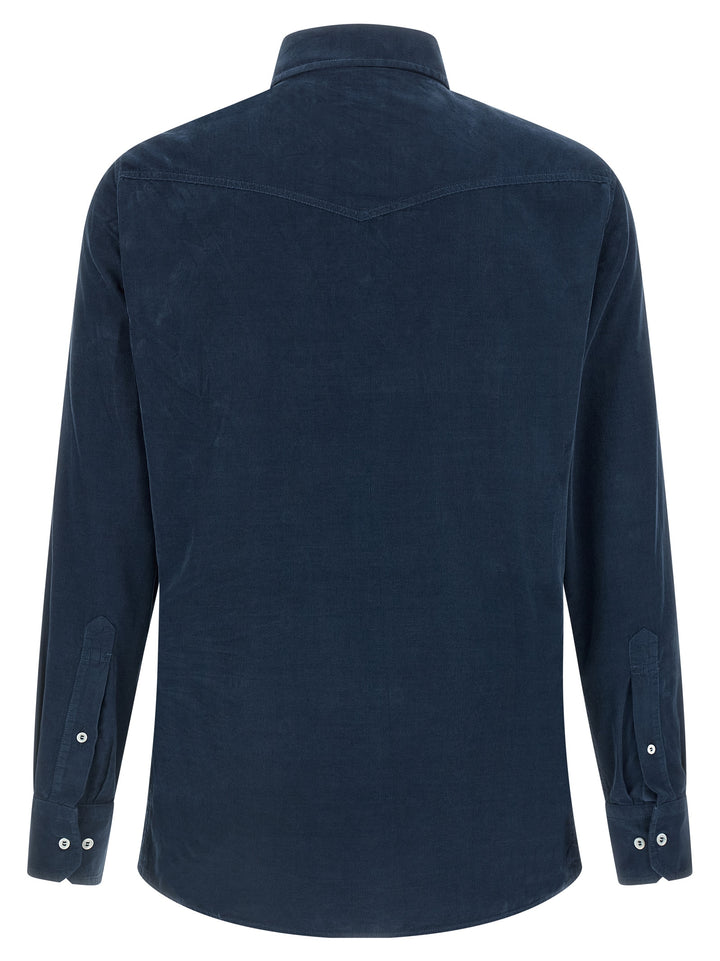 Brunello Cucinelli Corduroy Shirt Shirt and Blouse - Blue | 03f4b05ba59b6602932a1f44f2e1994218467fcc