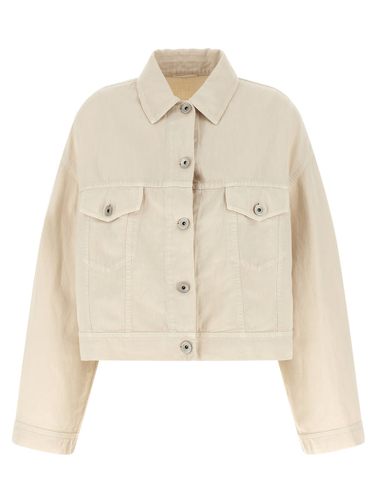Linen Cotton Jacket Puffer Jackets Beige