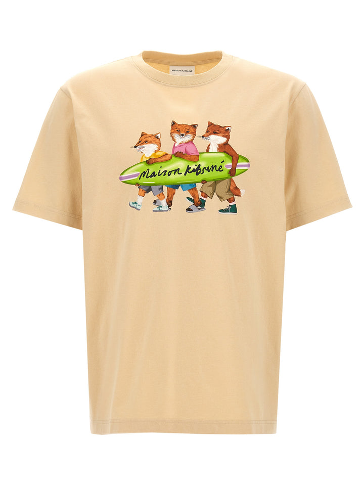 Surfing Foxes T-Shirt Beige