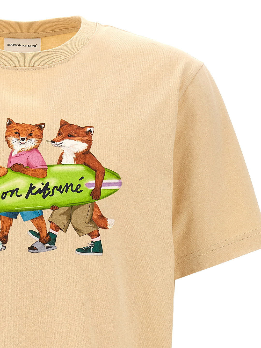 Surfing Foxes T-Shirt Beige