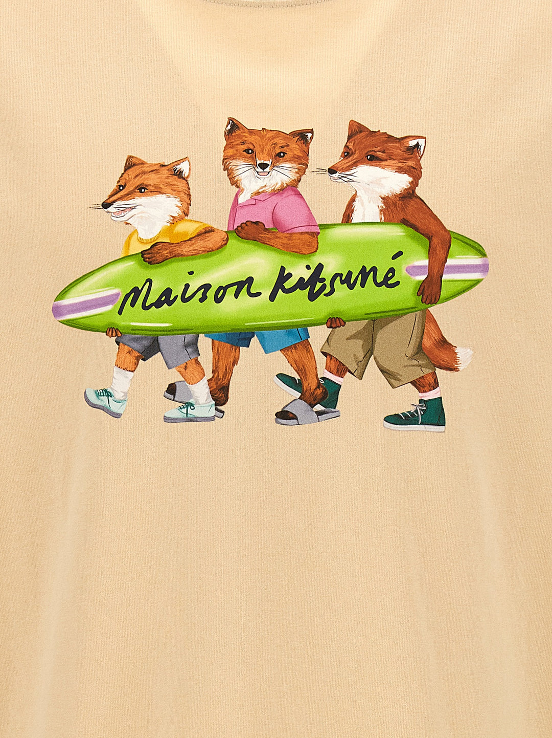 Surfing Foxes T-Shirt Beige