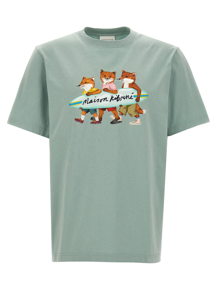 Surfing Foxes T-Shirt Light Blue