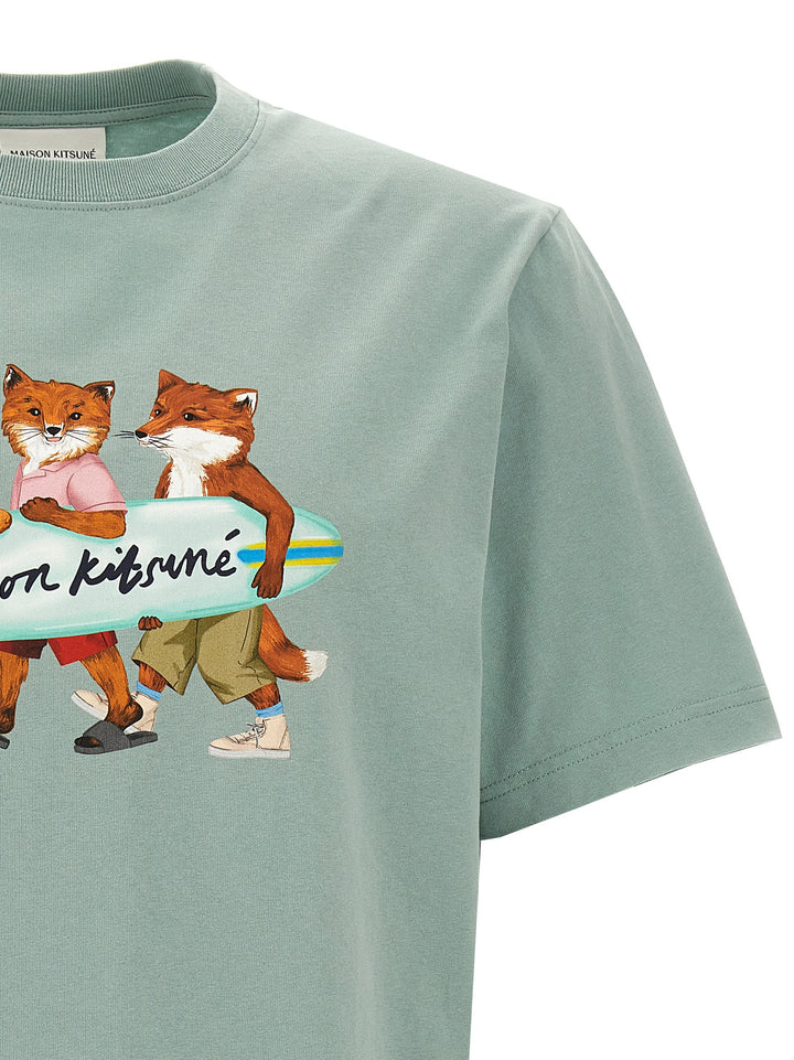 Surfing Foxes T-Shirt Light Blue