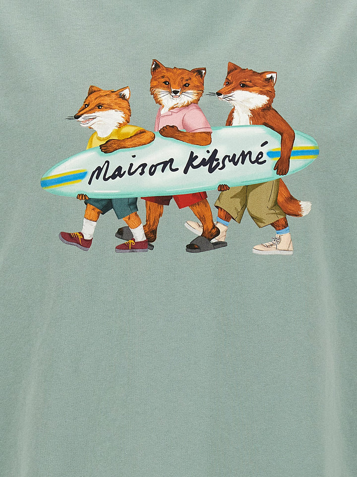 Surfing Foxes T-Shirt Light Blue