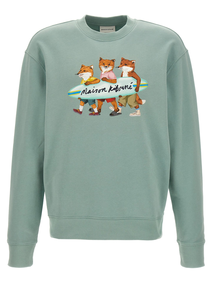 Surfing Fox Sweatshirt Light Blue