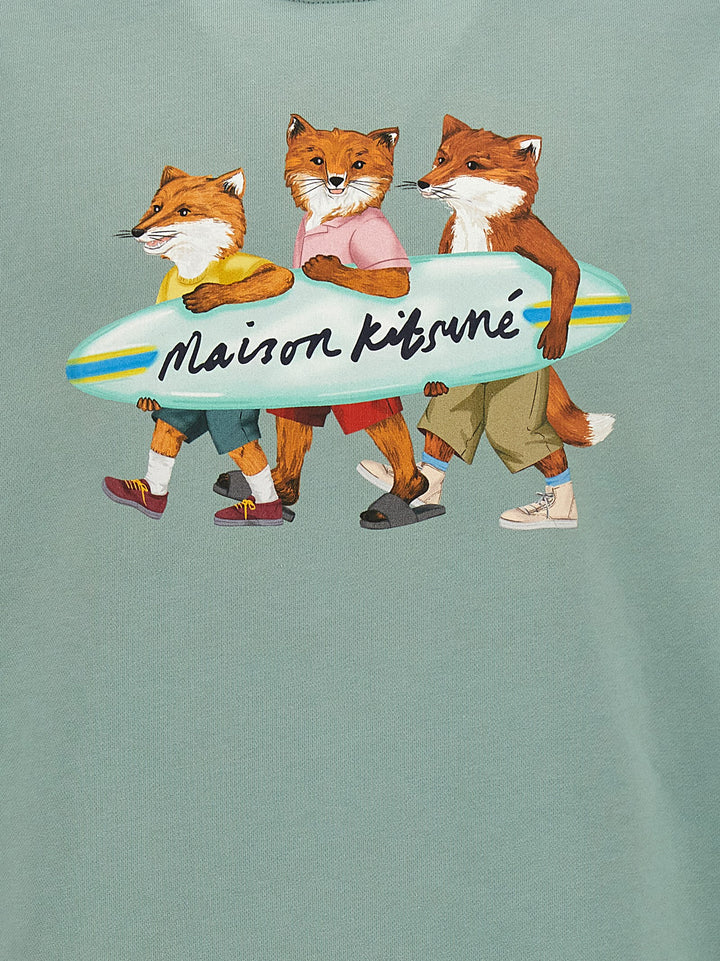 Surfing Fox Sweatshirt Light Blue