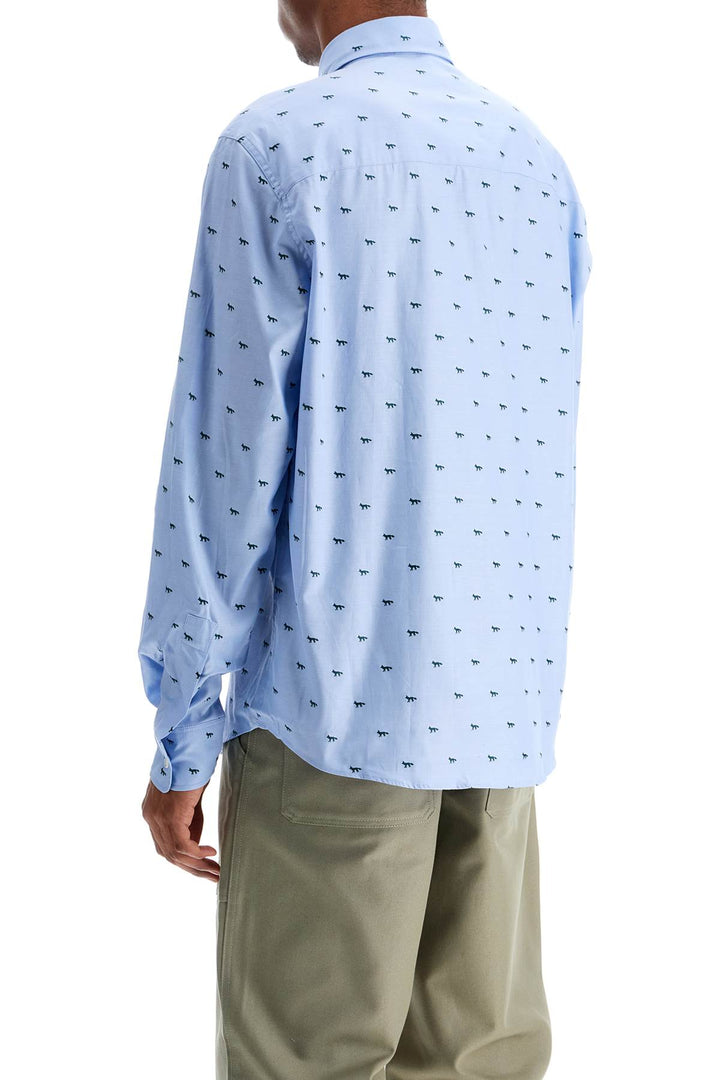 Light Blue Casual Cotton Shirt With Print