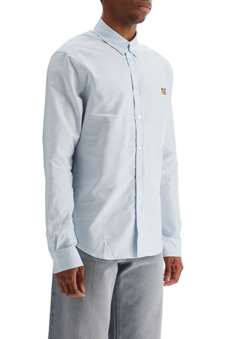 Light Blue Cotton Shirt With Mini Fox Embroidery