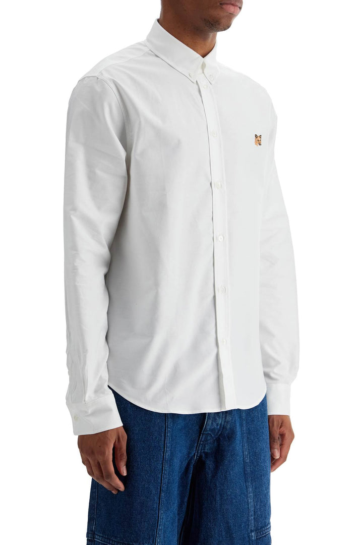 Men's White Cotton Shirt With Fox Embroidery