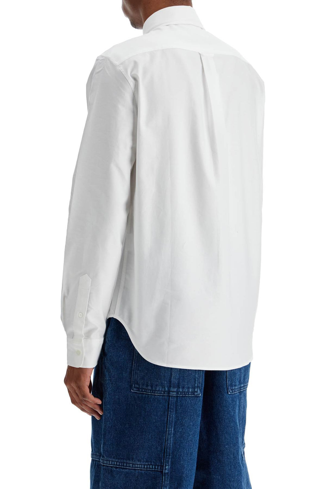 Men's White Cotton Shirt With Fox Embroidery